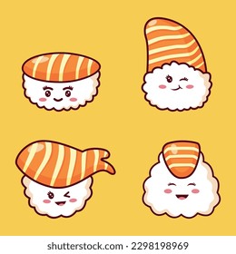 Cute Sushi Characters Collection with Various Expressions