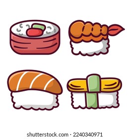 cute sushi collection hand draw style