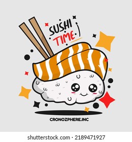Cute Sushi flat illustration simple design cartoon  