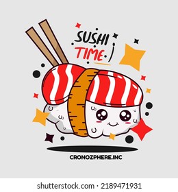 Cute Sushi flat illustration simple design cartoon  