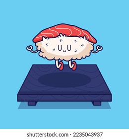 süße Sushi-Illustration in flachem Design	