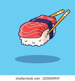 cute sushi illustration in flat design	