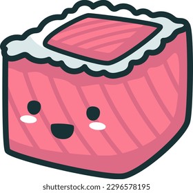 Cute Sushi illustration, vector, character, tuna, seafood, sashimi, kawaii