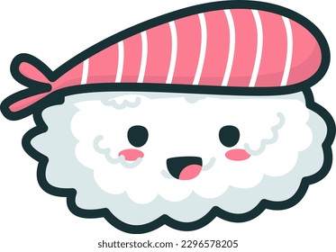 Cute Sushi illustration, vector, character, tuna, seafood, sashimi, kawaii