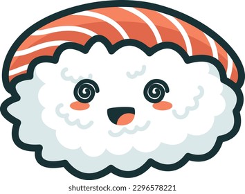 Cute Sushi illustration, vector, character, tuna, seafood, sashimi, kawaii