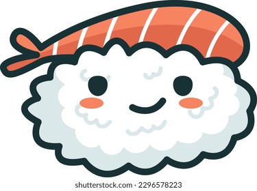 Cute Sushi illustration, vector, character, tuna, seafood, sashimi, kawaii