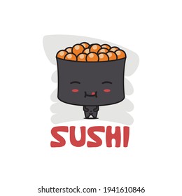 Cute sushi mascot character, Japanese food cartoon illustration
