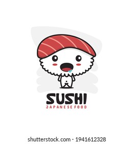 Cute sushi mascot character, Japanese food cartoon illustration