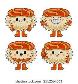 Ilustración vectorial linda del personaje de la mascota del sushi