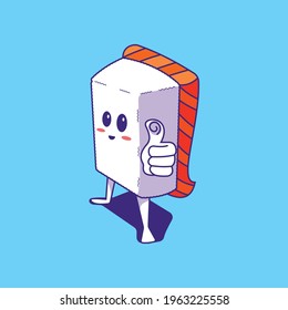 Mascota de sushi cúrcuta Vector de ilustración