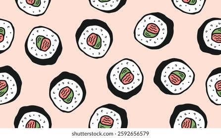 Cute sushi pattern background vector design