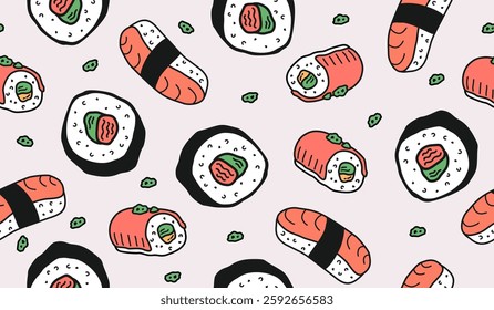 Cute sushi pattern background vector design