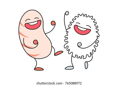 Cute Sushi and Rice. Vector Illustration. Isolated on white background.