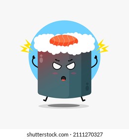 Cute sushi roll character is angry