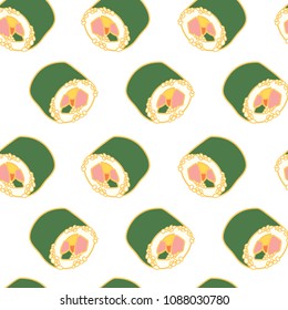 Cute Sushi Roll Seamless Pattern Vector Illustrator