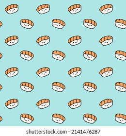 Cute Sushi Seamless Vector Pattern