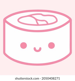 cute sushi stroke food vector