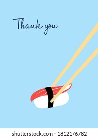 cute sushi thank you card