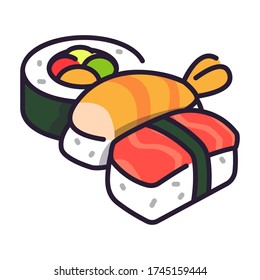 Cute sushi vector illustration suitable for menu book, children book, website, etc