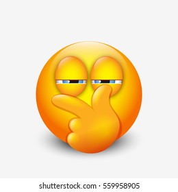 Cute suspicious emoticon, emoji - vector illustration

