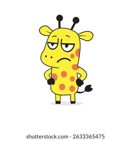Cute Suspicious Giraffe Cartoon Character – Vector Illustration