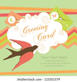 cute swallow. card design. vector illustration