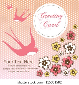 cute swallow. card design. vector illustration