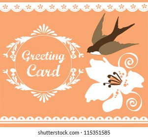 cute swallow. card design. vector illustration
