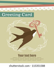 cute swallow. card design. vector illustration