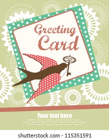 cute swallow. card design. vector illustration