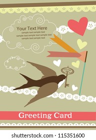 cute swallow. card design. vector illustration