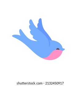 Cute swallow - cartoon bird character. Vector illustration in cartoon style isolated on white background.