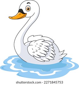Caricatura cisne sobre fondo blanco