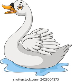 Cute swan cartoon on white background