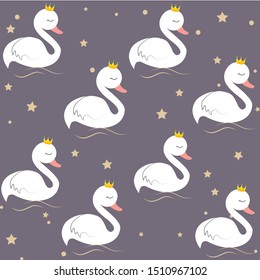 Cute, Swan, Cartoon, Vector Illustration