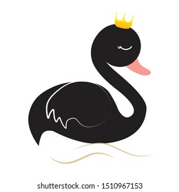 Cute, Swan, Cartoon, Vector Illustration