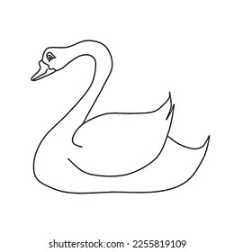 Cómplice con la imagen de las páginas de libros de color, el dibujo de líneas cisne, el dibujo del contorno cisne, el dibujo del vector cisne y el dibujo de líneas