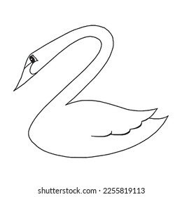 Cute Swan With coloring book pages picture,Swan line art Swan outline drawing vector illustration,Swan vector art and line drawing