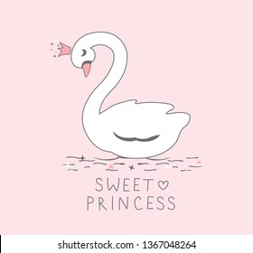 Cute Swan graphic illustration vector