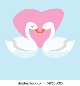 cute swan in love vector