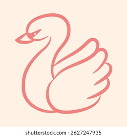 Ilustração de estilo de desenho de mão de contorno de cisne bonito. 
