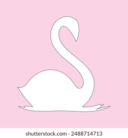 Cute swan silhouette concept animal design flat vector illustration isolated on white background
