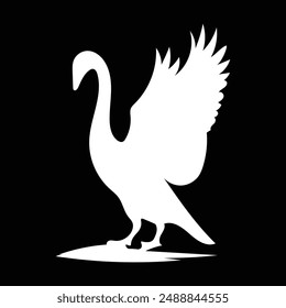 Cute swan silhouette concept animal design flat vector illustration isolated on white background