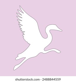 Cute swan silhouette concept animal design flat vector illustration isolated on white background