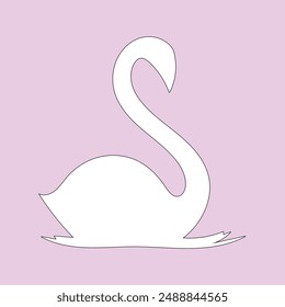 Cute swan silhouette concept animal design flat vector illustration isolated on white background