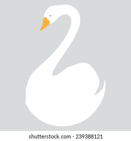 Cute Swan, Vector Illustration