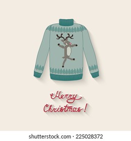 cute sweater with Christmas deer- vector illustration. eps 10