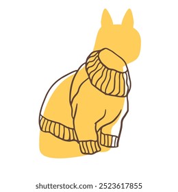 süßer Pullover, dargestellt mit einer Silhouette von Katzen in einem einfachen Doodle-Stil.   Illustration für Katzenliebhaber, Fans von Tierkunst, Zooläden, Tierhandlungen