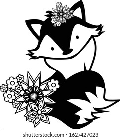 Cute, sweet and adorable floral fox perfect for card invitations, calendars, wall art, clothes, baby clothes, birthdays, nursery, baby shower, children, party, clothes, printing and so one.