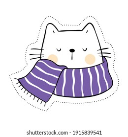 Cute and sweet animal sticker. Isolated on white background. Premium vector.